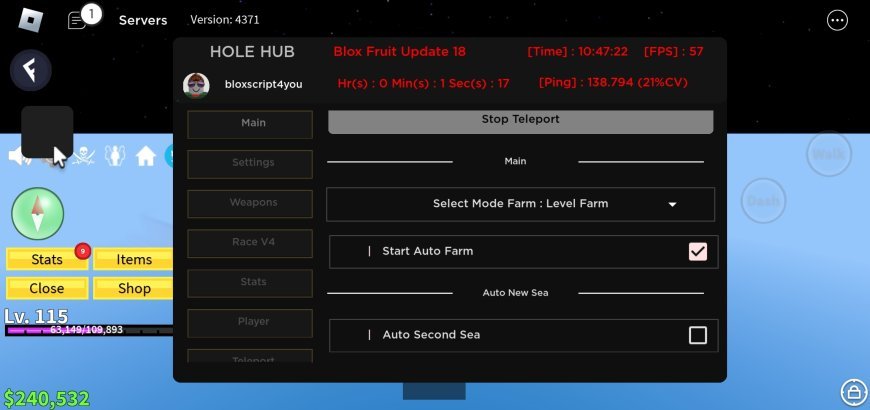 Blox Fruits Hole Hub Mobile Script - Roblox Game Scripts