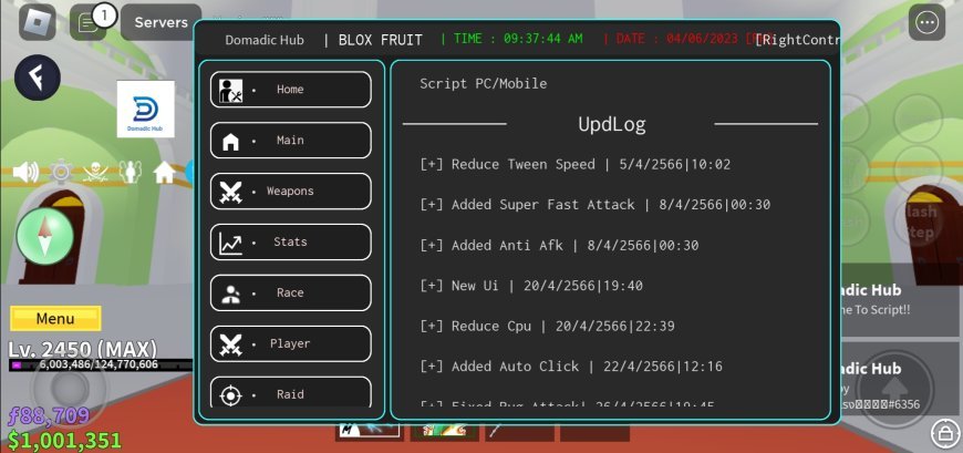 Blox Fruits Domadic Hub Mobile Script