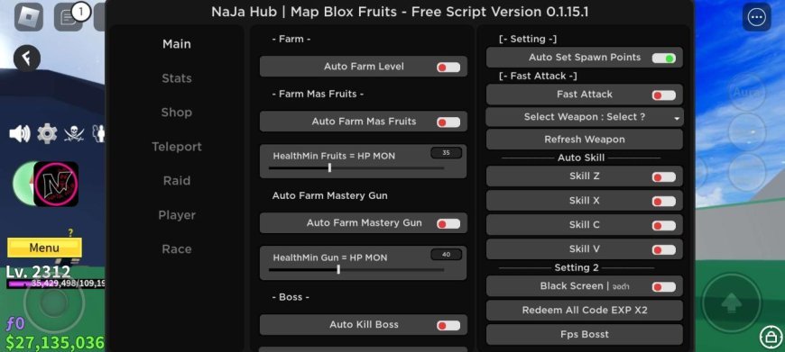 Blox Fruits Naja Hub Mobile Script